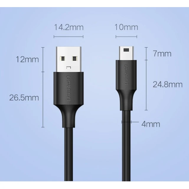 Кабель Ugreen USB-A to Mini USB 3m Black (6957303813865)