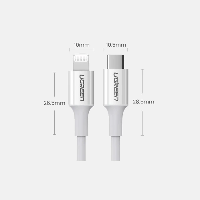 Кабель Ugreen USB Type-C to Lightning 3A 18W 1m White (UGR193)