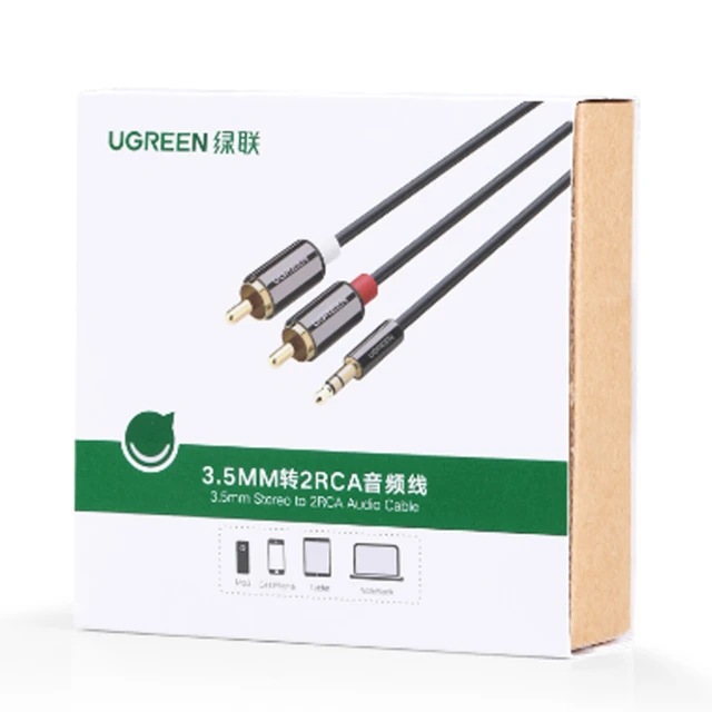 Кабель Ugreen Mini Jack 3.5mm to 2x RCA 1.5m Black (6957303815838)