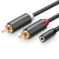 Кабель Ugreen AV102 AUX 3.5mm Jack to 2xRCA 1m Black (10588)