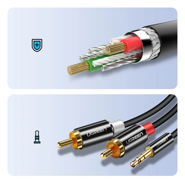 Кабель Ugreen Audio Cable Mini Jack 2RCA 3m Black (UGR092)
