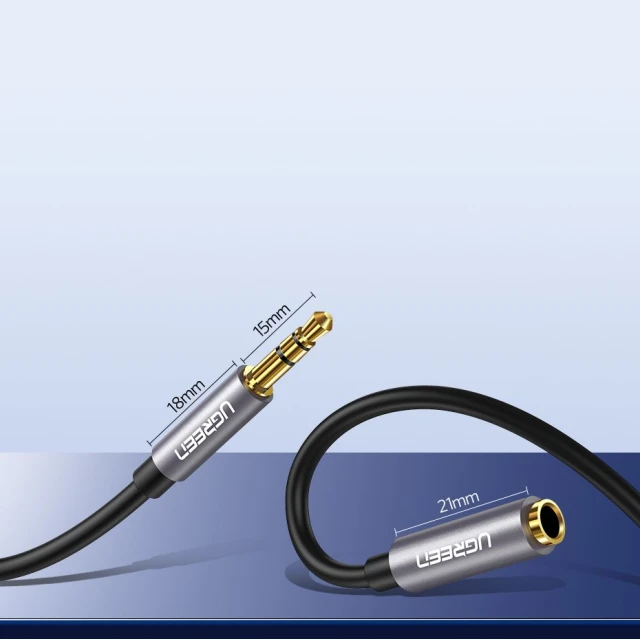 Кабель-подовжувач Ugreen Mini Jack 3.5mm (Male) to Mini Jack 3.5mm (Female) 1m Silver (6957303815920)