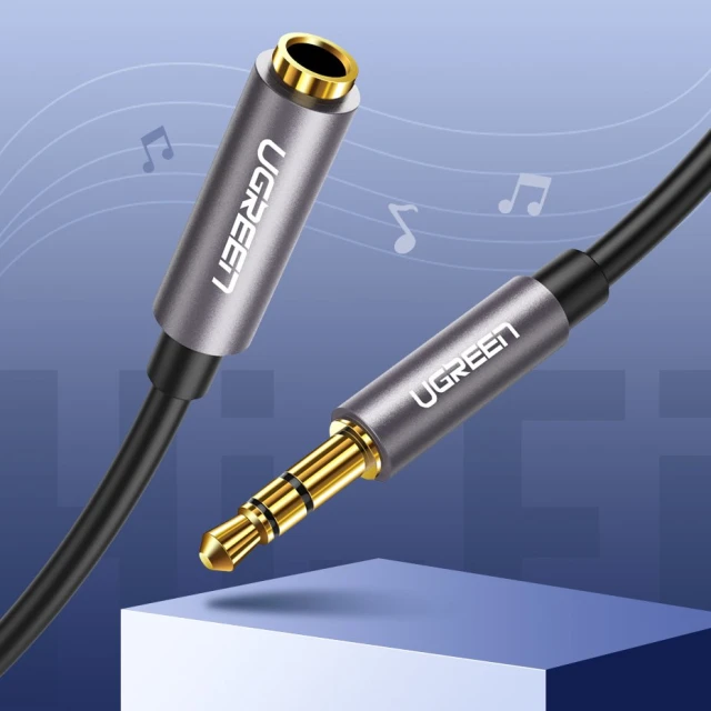 Кабель-подовжувач Ugreen Mini Jack 3.5mm (Male) to Mini Jack 3.5mm (Female) 1m Silver (6957303815920)
