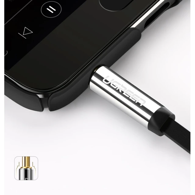 Кабель Ugreen AUX 3.5mm Mini Jack 0.5m Black (UGR1347BLK)