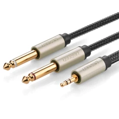 Кабель Ugreen Mini Jack 3.5mm to 2x Jack 6.35mm 1m Grey (6957303816132)