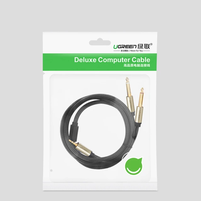 Кабель Ugreen Mini Jack 3.5mm to 2x Jack 6.35mm 1m Grey (6957303816132)