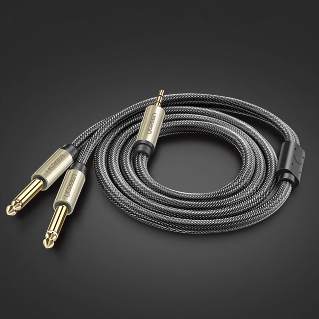 Кабель Ugreen Mini Jack 3.5mm to 2x Jack 6.35mm 1m Grey (6957303816132)