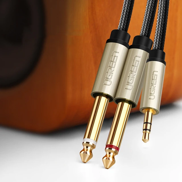 Кабель Ugreen Mini Jack 3.5mm to 2x Jack 6.35mm 1m Grey (6957303816132)