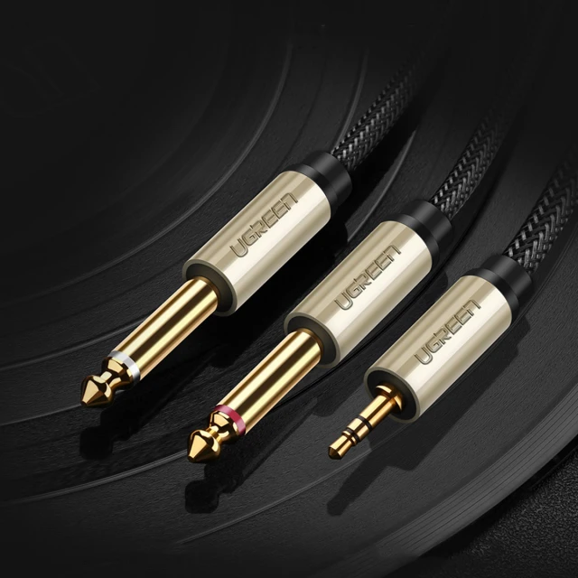 Кабель Ugreen Mini Jack 3.5mm to 2x Jack 6.35mm 2m Grey (6957303816156)