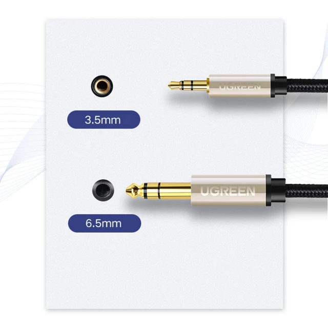 Кабель Ugreen Mini Jack 3.5mm to Jack 6.35mm 2m Grey (6957303816286)
