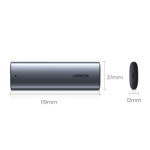 Відсік для твердотільного накопичувача Ugreen M.2 B-Key SATA 3.0 5Gbps with USB Type-C Cable Gray (UGR1185GRY)