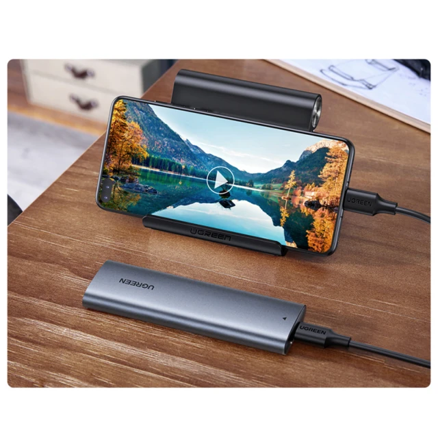 Відсік для твердотільного накопичувача Ugreen M.2 B-Key SATA 3.0 5Gbps with USB Type-C Cable Gray (UGR1185GRY)