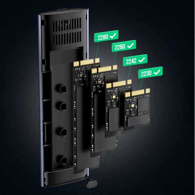 Відсік для твердотільного накопичувача Ugreen M.2 B-Key SATA 3.0 5Gbps with USB Type-C Cable Gray (UGR1185GRY)
