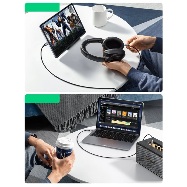 Кабель Ugreen AUX Stereo Audio Cable 3.5mm Mini Jack to USB Type-C 1m Black (UGR1190BLK)