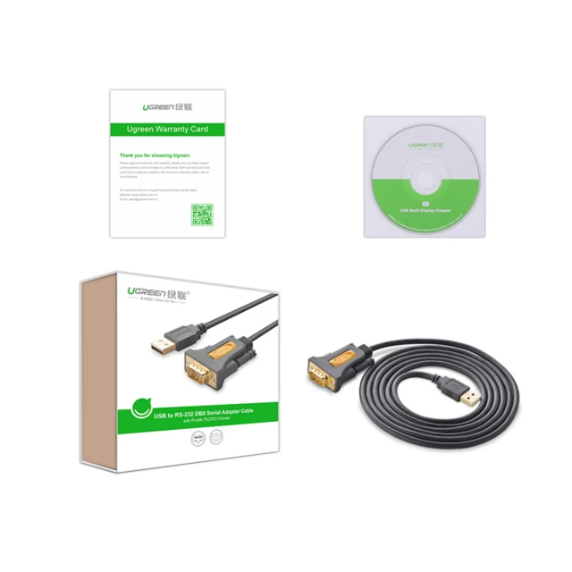 Кабель-адаптер Ugreen USB-A to DB9 RS-232 1.5m Grey (6957303822119)