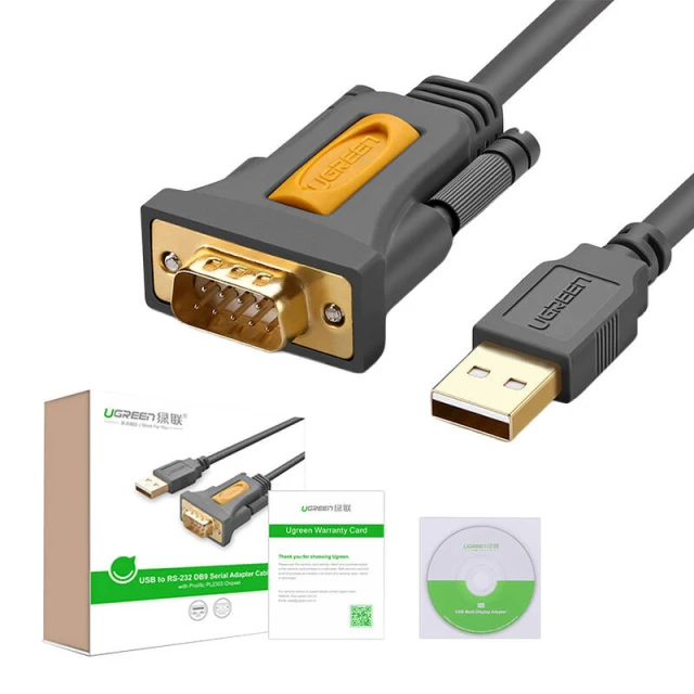 Кабель Ugreen USB to DB9 RS-232 2m Black (6957303822225)
