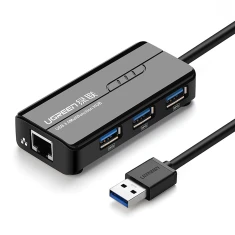 Адаптер мережевий Ugreen 20265 USB-A / RJ45 1000 Mbps HUB 3x USB 3.0 Black (20265-ugreen)