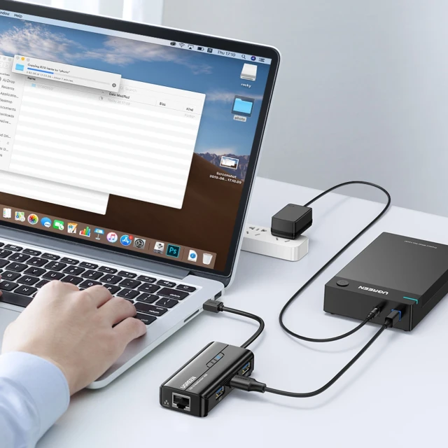 Адаптер мережевий Ugreen 20265 USB-A / RJ45 1000 Mbps HUB 3x USB 3.0 Black (20265-ugreen)