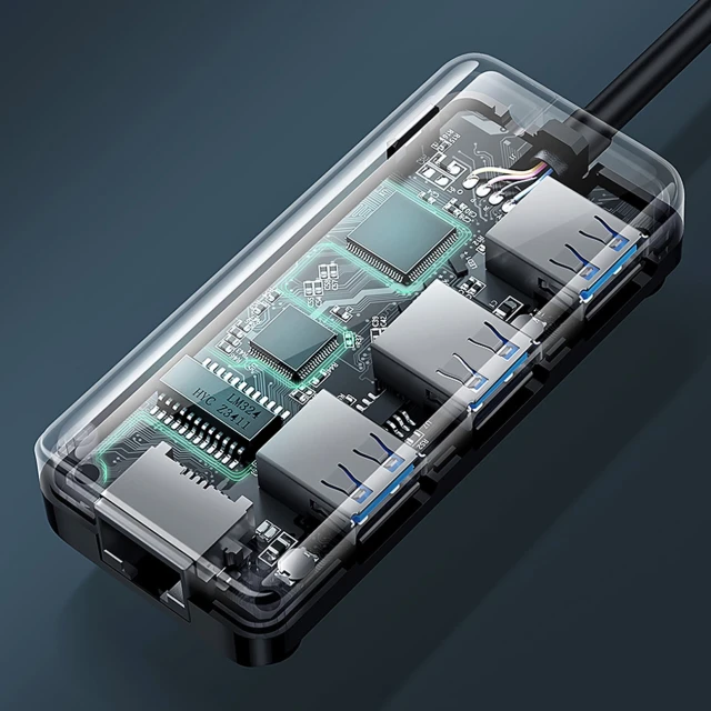 Адаптер мережевий Ugreen 20265 USB-A / RJ45 1000 Mbps HUB 3x USB 3.0 Black (20265-ugreen)
