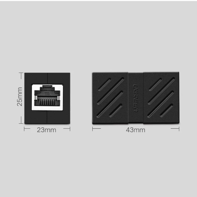Мережевий роз'єм Ugreen Ethernet RJ45 10Gbps Black (6957303823901)