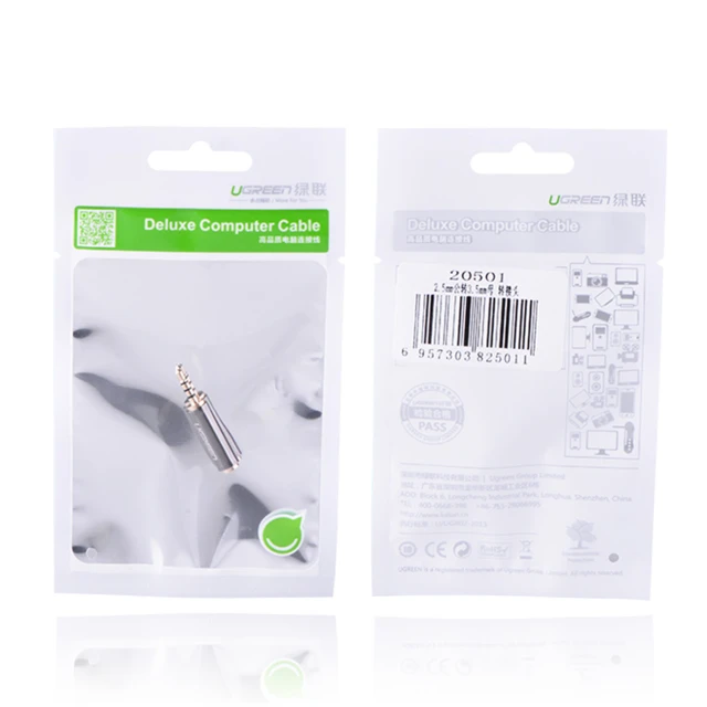 Аудіоадаптер Ugreen Mini Jack 3.5mm to Mini Jack 2.5mm (20501) Black (6957303825011)