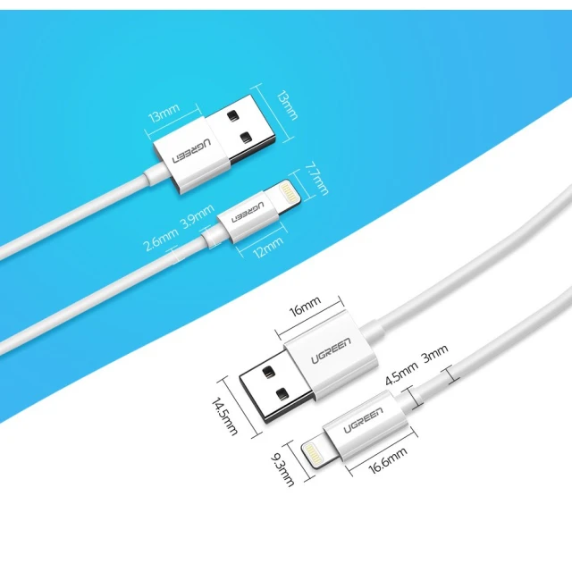 Кабель Ugreen USB-A to Lightning 2.4A 1m White (UGR272WHT)