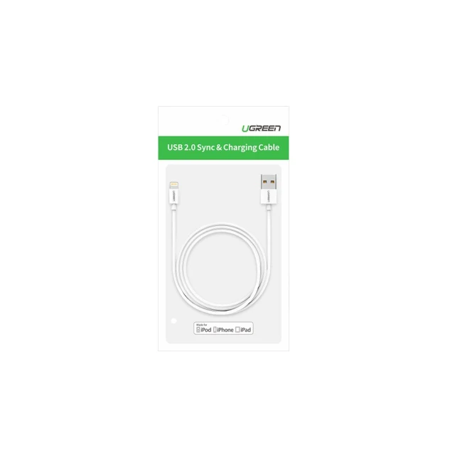Кабель Ugreen USB-A to Lightning 2.4A 1m White (UGR272WHT)