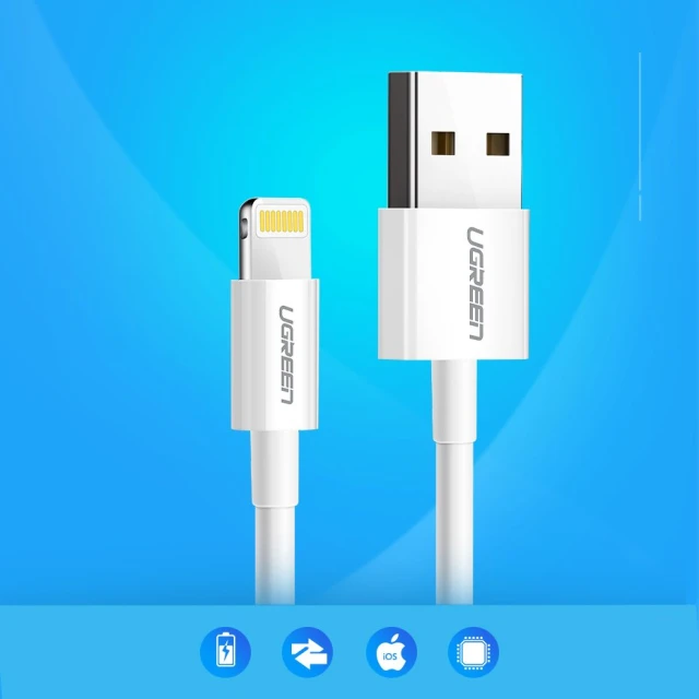 Кабель Ugreen USB-A to Lightning 2.4A 2m White (UGR274WHT)