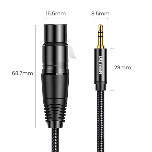 Кабель Ugreen Mini Jack 3.5mm (Male) to XLR (Female) 1m Black (6957303827633)