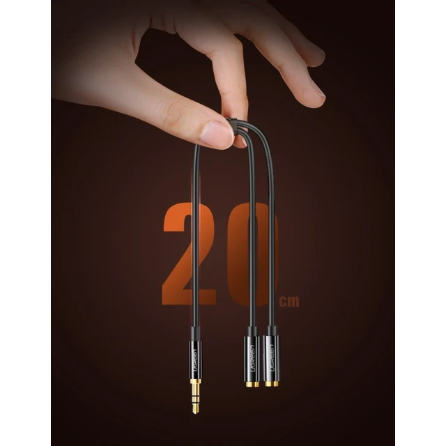 Кабель Ugreen Headphone Splitter 3.5mm Mini Jack/AUX 25cm Black (6957303828166)