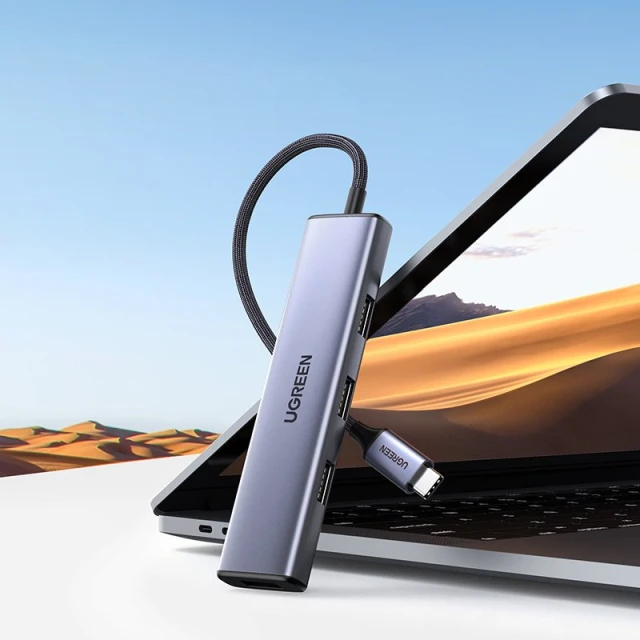 USB-хаб Ugreen HUB USB Type-C 4x USB-А Silver (UGR1075GRY)