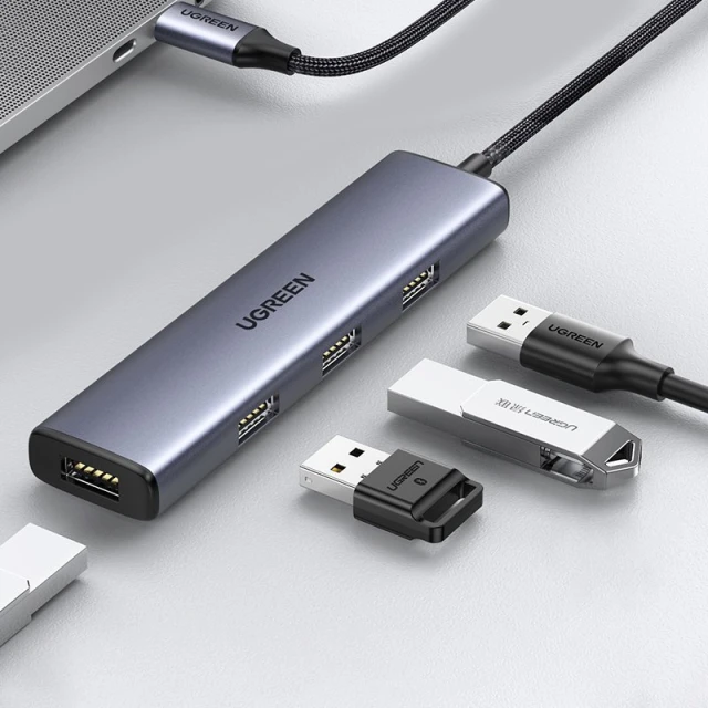 USB-хаб Ugreen HUB USB Type-C 4x USB-А Silver (UGR1075GRY)