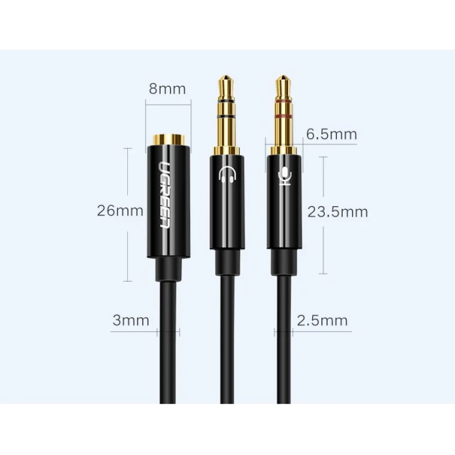 Кабель Ugreen 3.5mm Mini Jack to 2x 3.5mm Mini Jack Black (UGR233)