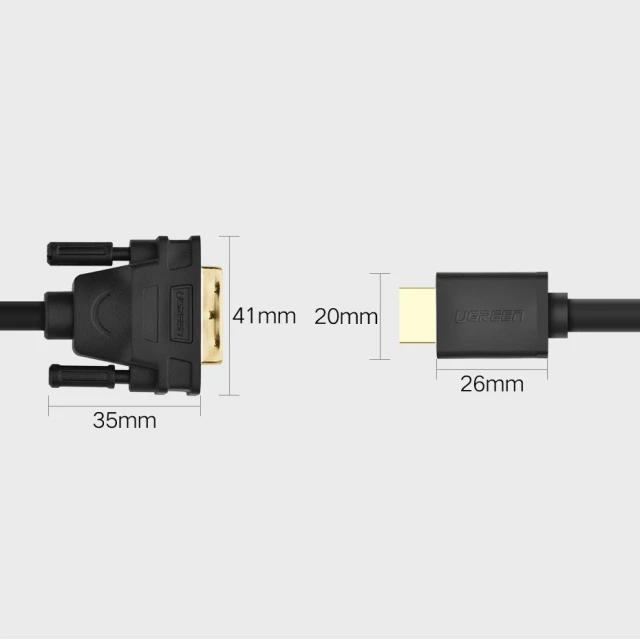 Кабель Ugreen HDMI to DVI 4K 60Hz 30AWG 1m Black (UGR195BLK)
