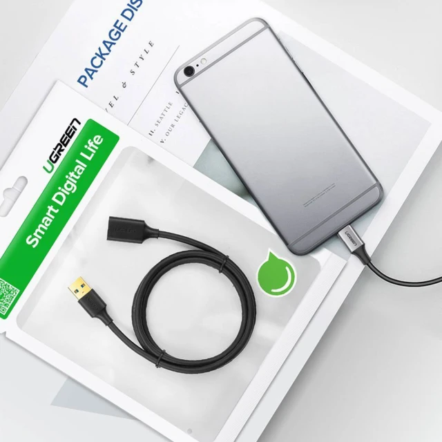 Кабель-подовжувач Ugreen USB-A to USB-A 0.5m Black (6957303831258)