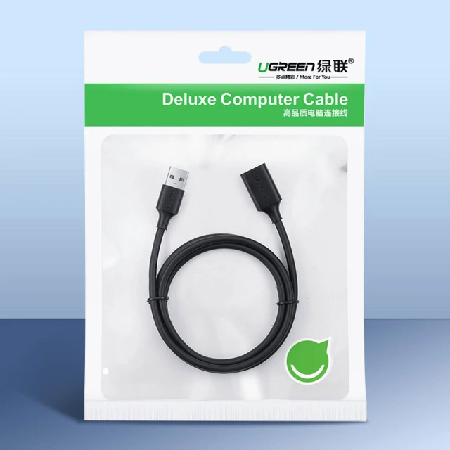 Кабель-подовжувач Ugreen USB-A to USB-A 0.5m Black (6957303831258)
