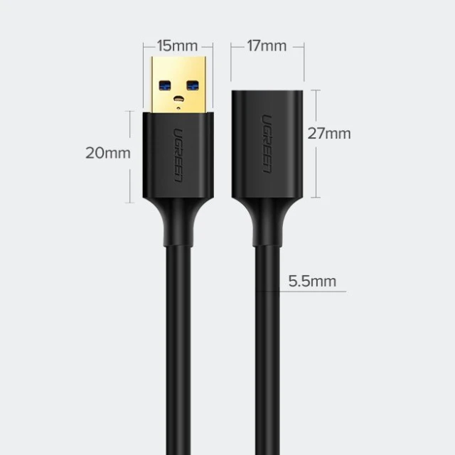 Адаптер Ugreen USB-A 3.0 to USB-A 3.0 3m Black (UGR059BLK)
