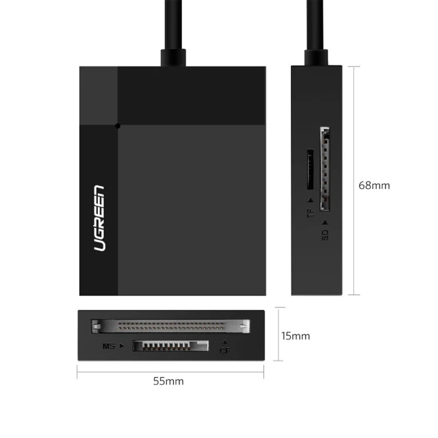 Адаптер Ugreen Card Reader USB 3.0 SD/micro SD/CF/MS Black (UGR563)