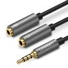 Кабель Ugreen Headphone Splitter 3.5 mm Mini Jack/AUX (Microphone + Stereo Output) 20cm Silver (6957303836192)