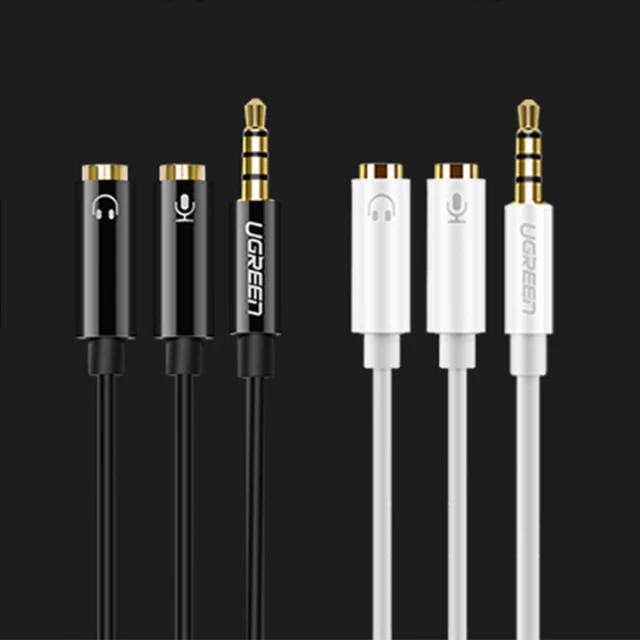 Кабель Ugreen Mini Jack 3.5mm to 2x Mini Jack 3.5mm (Microphone/Stereo Output) 0.2m Black (6957303836208)