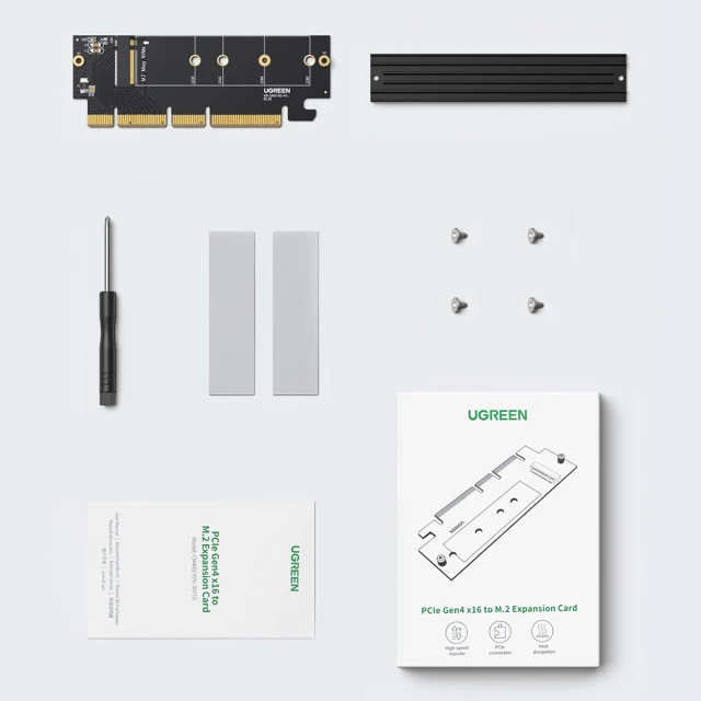 Адаптер карти розширення Ugreen PCIe 4.0x16 M.2 NVMe M-Key Black (30715-ugreen)