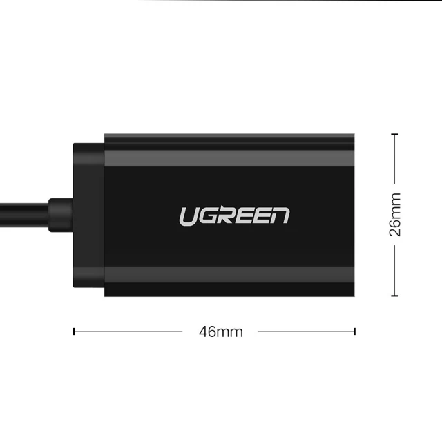 Адаптер Ugreen USB-A to 3.5mm Mini Jack 15cm Black (UGR084BLK)