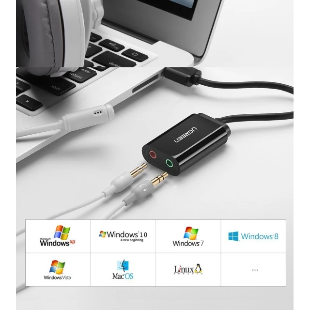 Адаптер Ugreen USB-A to 3.5mm Mini Jack 15cm Black (UGR084BLK)