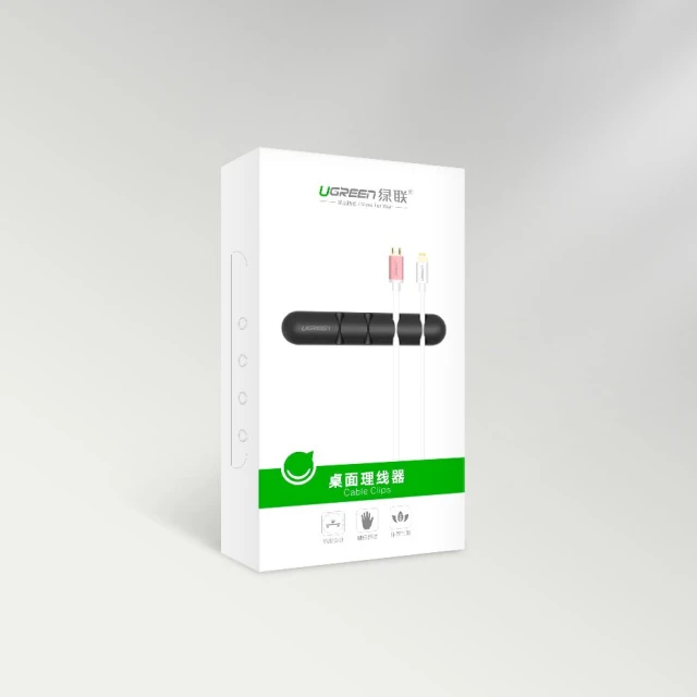 Самоклеючий органайзер Ugreen 2x Self-adhesive Organizer for 4 Cables Wires Black (6957303837625)