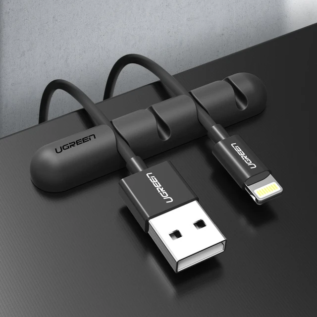 Самоклеючий органайзер Ugreen 2x Self-adhesive Organizer for 4 Cables Wires Black (6957303837625)