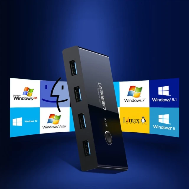 Перемикач Ugreen HUB Switch 4x USB-A 3.2 Gen 1 Black (UGR281)