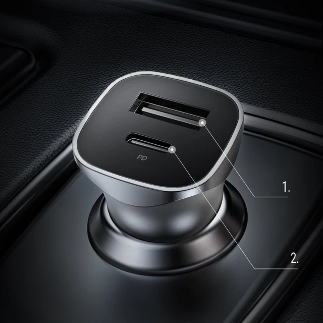 Автомобільний зарядний пристрій Ugreen Quick Charge USB Type-C/USB-A 24W Gray (UGR1113GRY)