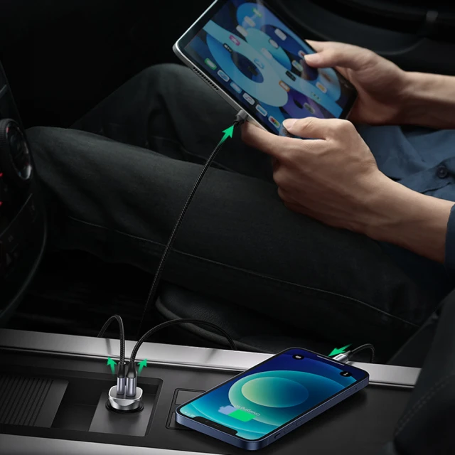 Автомобільний зарядний пристрій Ugreen Quick Charge USB Type-C/USB-A 24W Gray (UGR1113GRY)