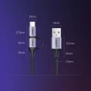 Кабель Ugreen 2-in-1 USB-A/micro USB/USB Type-C 2.4A 1m Black (UGR243BLKGRY)