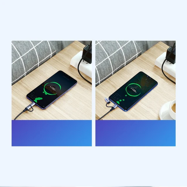 Кабель Ugreen 2-in-1 USB-A/micro USB/USB Type-C 2.4A 1m Black (UGR243BLKGRY)